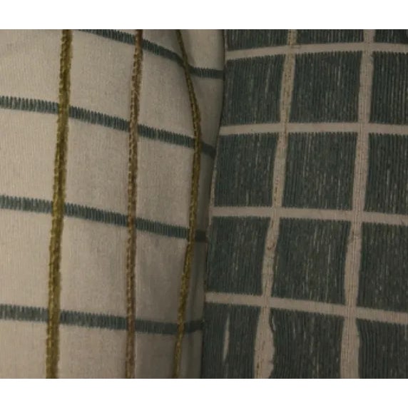 Textile Cream & Green Check Fabric- By the Yard For Sale - Image 7 of 7