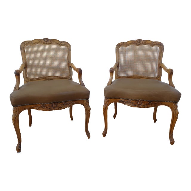 Mid 20th Century Pair Louis XV Regency Style Chairs For Sale