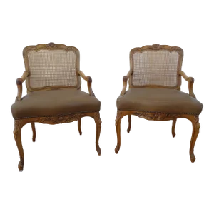 Mid 20th Century Pair Louis XV Regency Style Chairs