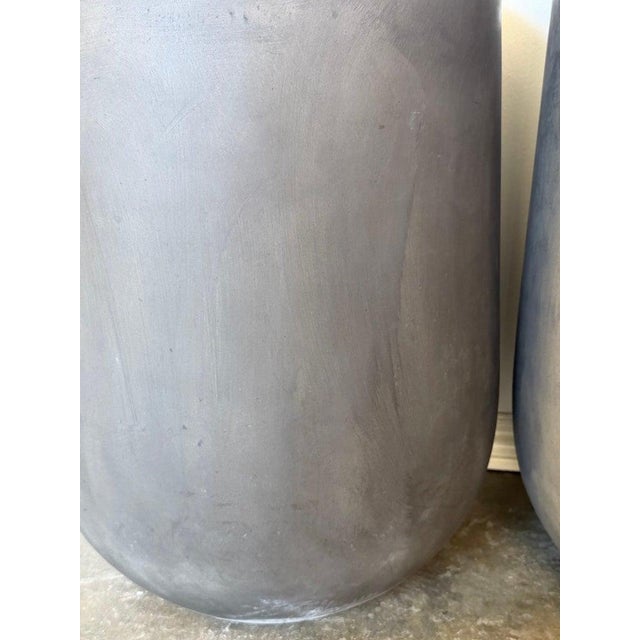 Pair of Monumental Cylinder Planters - Brutalist Bullet Form - Dark Slate For Sale In Los Angeles - Image 6 of 12