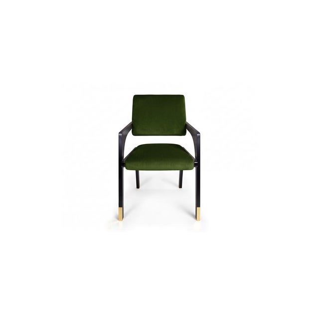 Contemporary Arches Dining Chair in Green Cotton Velvet by InsidherLand For Sale - Image 3 of 13