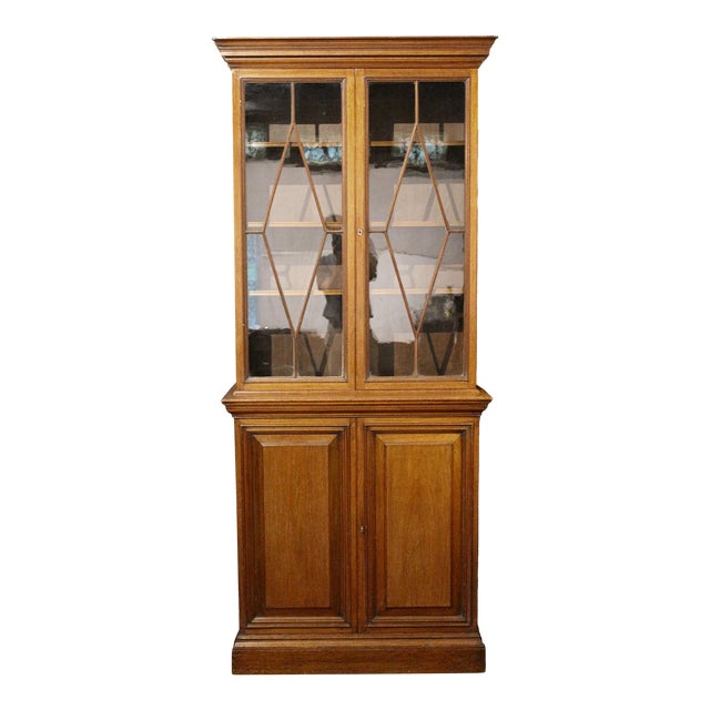 Circa 1905 Edwardian Georgian Style English Bookcase Cabinet For Sale