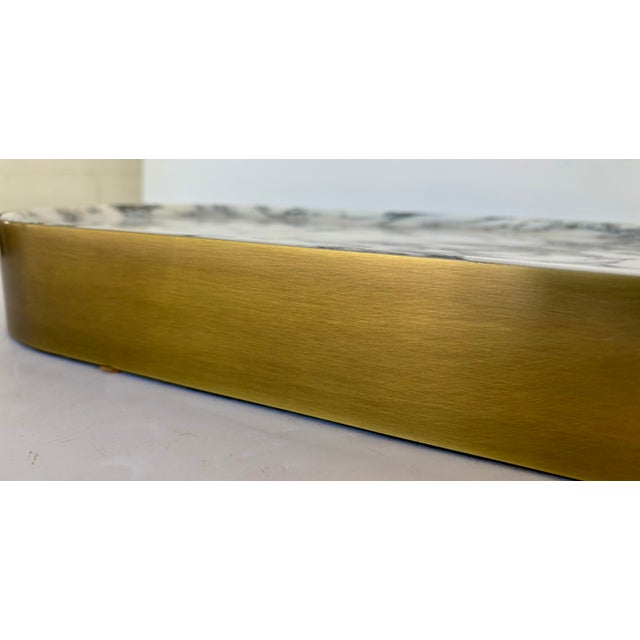 2020s Revelation Modern Brass and Arabescato Marble Lozenge Tray For Sale - Image 5 of 5