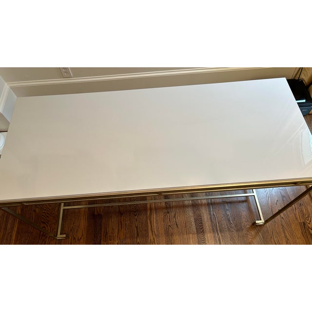 2020s Jonathan Charles Silver-Leaf Gilded Iron Rectangular Desk For Sale - Image 5 of 10