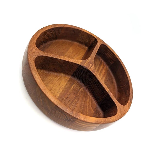 Chestnut Vintage Dansk Teak Wood Partitioned Nut & Snack Bowl For Sale - Image 8 of 11