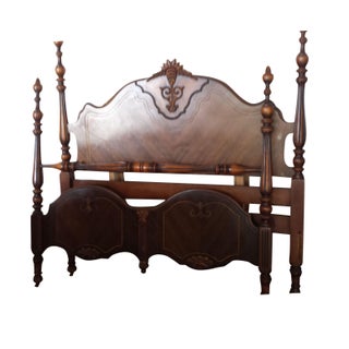 Antique Art Deco Waterfall Headboard and Footboard For Sale