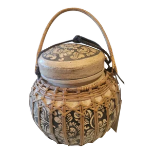 Vintage Hand Painted Chinese Rice Basket