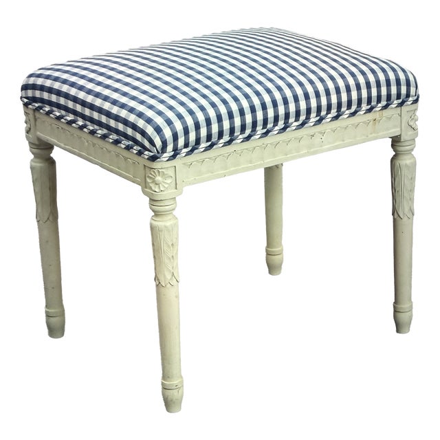 Antique Gustavian Ottoman in Wood and Textile, 1900 For Sale