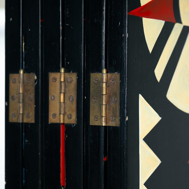 Art Deco 6-Fold Room Divider Screen with Hand-Painted Birds, 1970s For Sale - Image 4 of 18