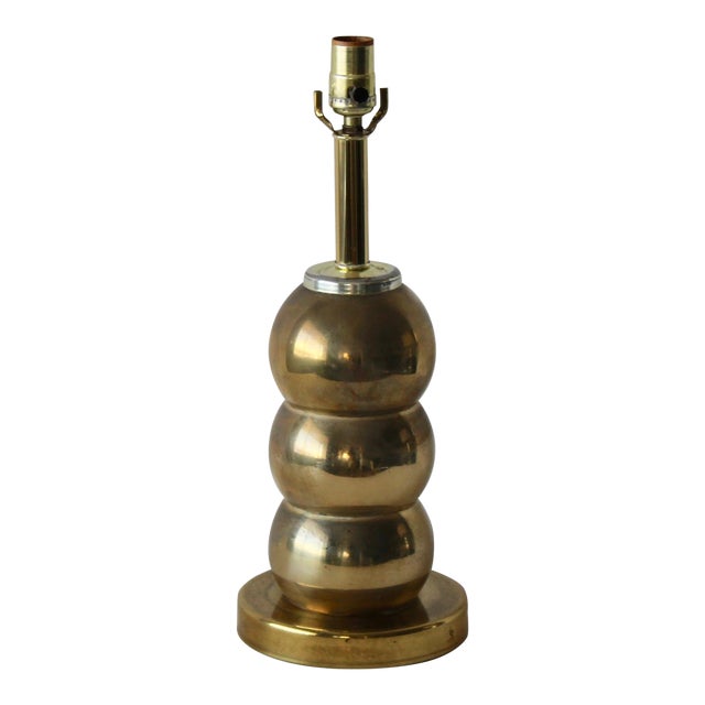 George Kovacs Caterpillar Style Stacked Orb Table Lamp in Gold Brass For Sale