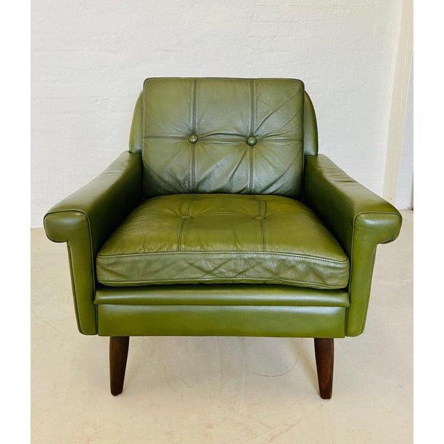 Vintage Danish Olive Green Lounge Chair by Svend Skipper, 1960s For Sale - Image 6 of 13