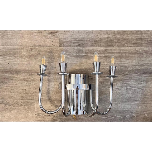Chromed Steel 4-Light Wall Sconces, 1970s, Set of 2 For Sale - Image 4 of 10