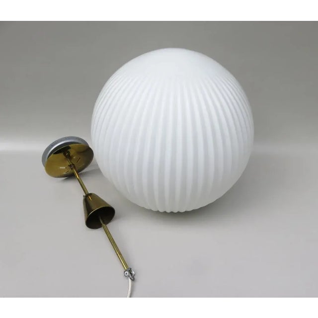 Large Brass Ceiling Lamp with Pleated Ball, 1950s For Sale - Image 10 of 18