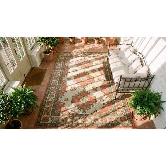1900s Green Asparagus Diamond Antique Caucasian Karabagh Rug 3'6" X 7'2" Handknotted Wool Carpet For Sale - Image 10 of 12