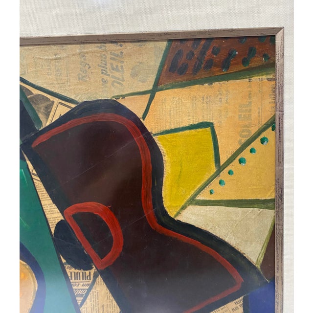 1950s 1956 Cubist Guitar Painting For Sale - Image 5 of 13
