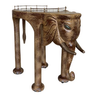 Marge Carson Elephant Rolling Bar Table For Sale