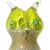 Cute and unusual, vintage Murano hand blown yellow, caramel and silver flecks Italian art glass abstract owl bird...