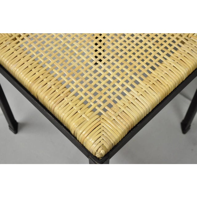 Black Mid Century Modern Danny Ho Fong Tropi-Cal Iron Cane Side Table Stool - Set of 4 For Sale - Image 8 of 18