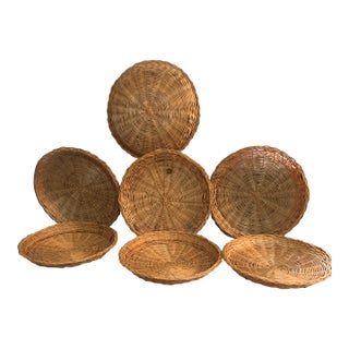 Set of Eight Wicker Plates/Plate Liners/Chargers For Sale