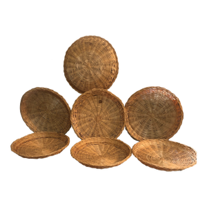 Set of Eight Wicker Plates/Plate Liners/Chargers