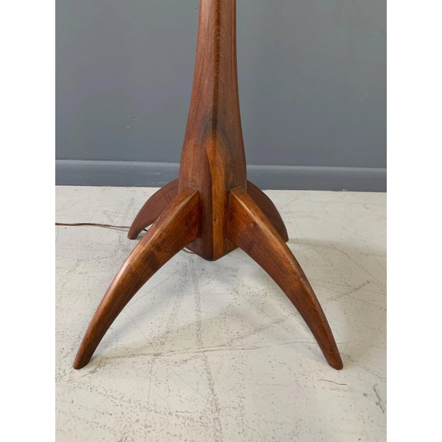 Wood Walnut Studio Hand Carved Floor Lamp in the Style of Phillip Lloyd Powell For Sale - Image 7 of 10