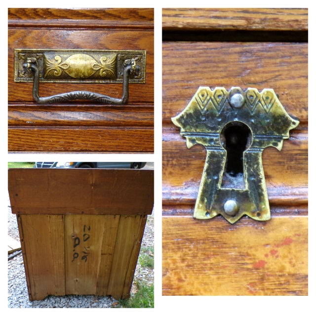 Antique Oak Chest Commode Washstand Dry Sink Country Farmhouse Cabinet Dresser For Sale - Image 15 of 15