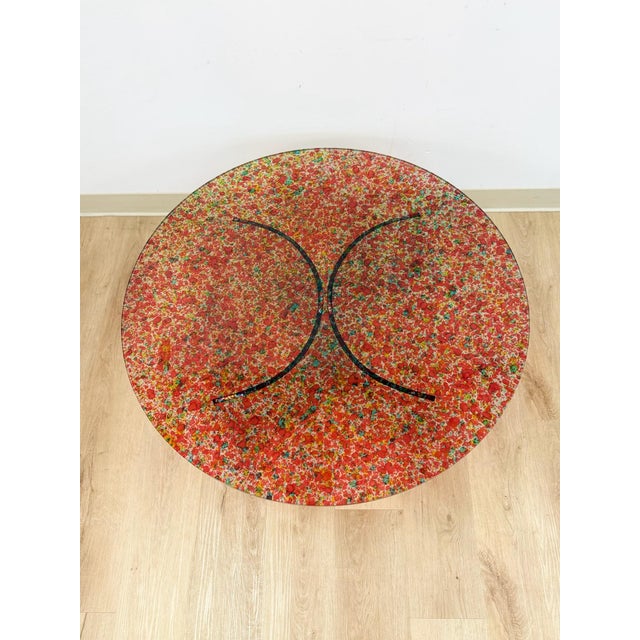 Transparent Postmodern Confetti Round Coffee Table Sculptural Glass Legs Vintage Collectable For Sale - Image 8 of 9