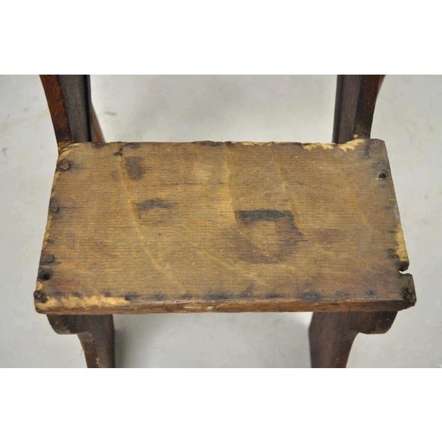 Brown Antique French Provincial Country Oak Wood Folding Library Step Ladder For Sale - Image 8 of 12