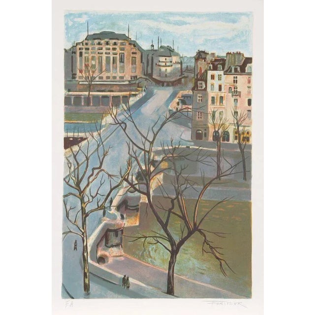 Roger Forissier "City Street" Lithograph For Sale