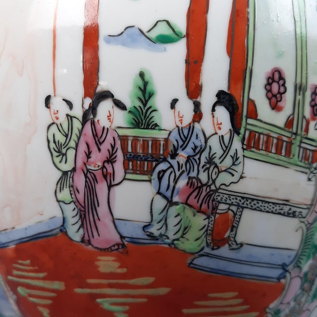 Vintage Hand-Painted Potiche Porcelain Vase with Wooden Base, 1950s For Sale - Image 11 of 16