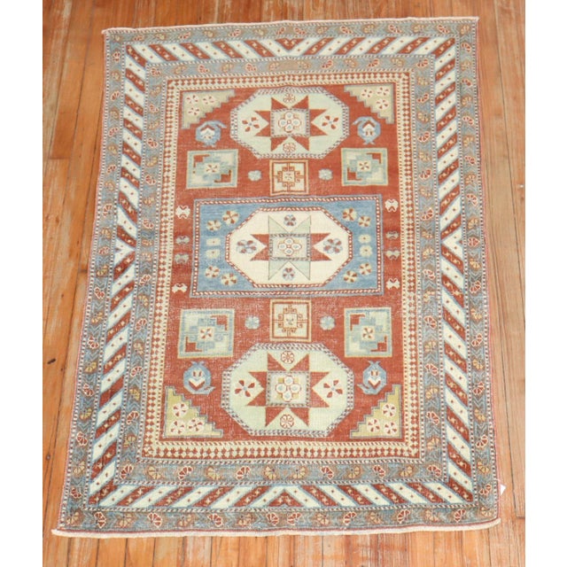 One of a kind, Hand-knotted Tribal caucasian scatter Size Rug from the 2nd quarter of the 20th century. Professionally...