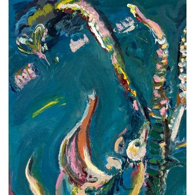Aerial Seascape Abstract, Original Oil Painting, Rare Art For Sale - Image 10 of 12
