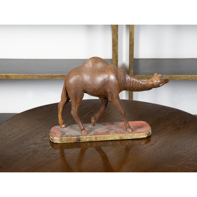 19th Century Italian Carved Wooden Dromedary Camel Sculpture on Oval Base For Sale In Atlanta - Image 6 of 10