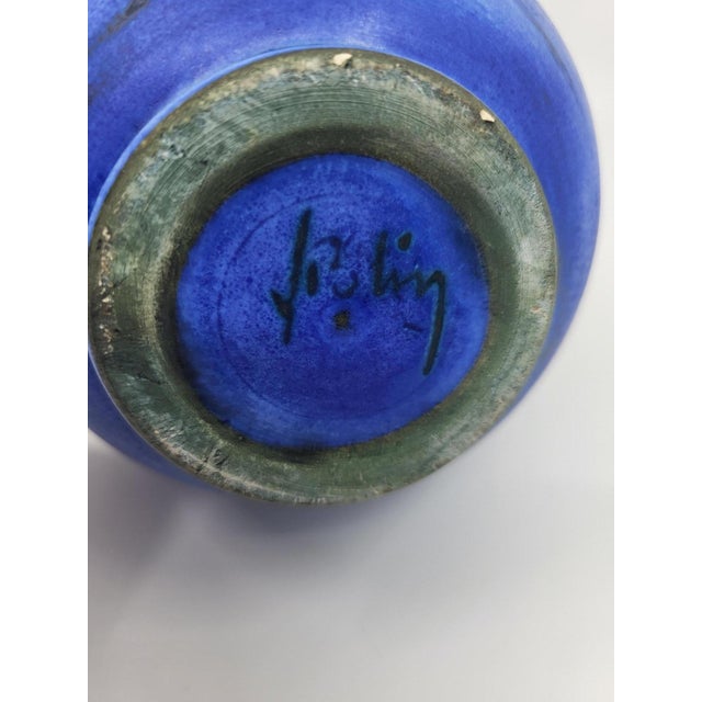 Ceramic Vase in Blue Ceramic by Jacques Blin, France, 1970s For Sale - Image 7 of 8
