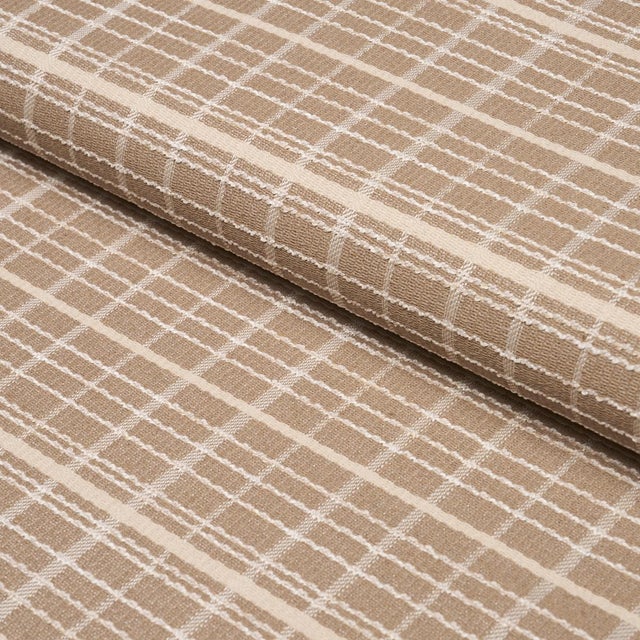 Schumacher Sample - Schumacher Merrick Performance Plaid Fabric In Beige For Sale - Image 4 of 5