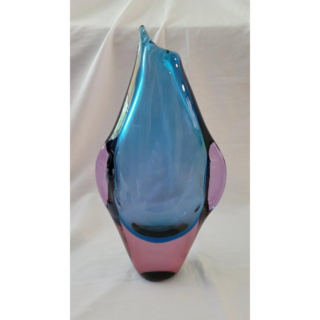 1970s Mid-Century Modern Sommerso Art Glass Penguin Vase Attrib. Flavio Poli For Sale - Image 9 of 9
