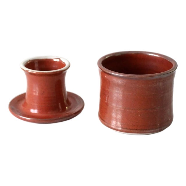 Vintage Studio Pottery Butter Keeper Jar For Sale