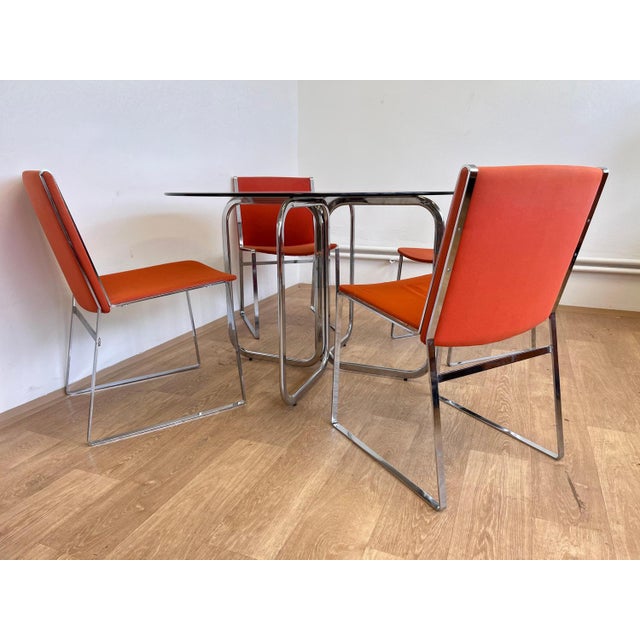 Mid-Century Chrome Dining Chairs and Table, 1970s, Set of 5 For Sale - Image 15 of 16