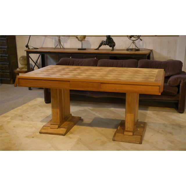 Brown Vintage Oak Table, 1940s For Sale - Image 8 of 15
