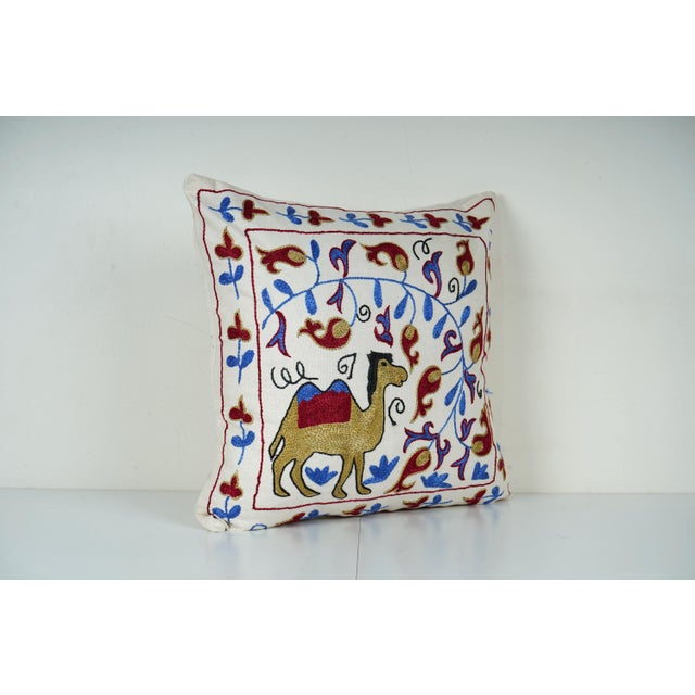 Mid-Century Modern Camel Suzani Pillow Cover For Sale - Image 3 of 5