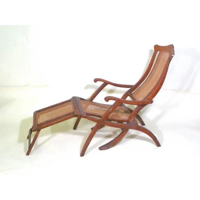 Antique Folding Luxury Wood Cane Steamer Deck Chair, Circa 1890, England From a Luxury Ocean Liner t For Sale - Image 4 of 6