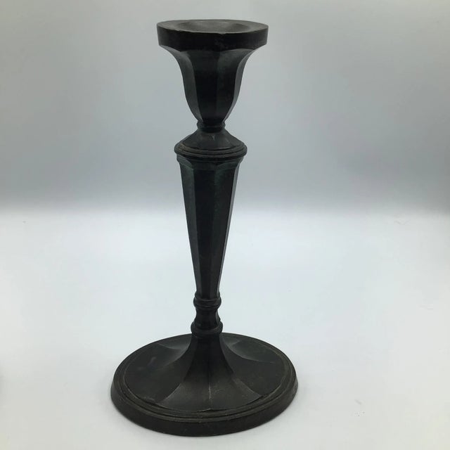 Hand forged bronze candle holders in the Georgian style. A Pair.