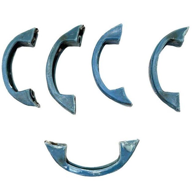 Art Deco Art Deco Sky Blue Bakelite Drawer Pulls W/ Chrome Strip, Set of 5 For Sale - Image 3 of 5