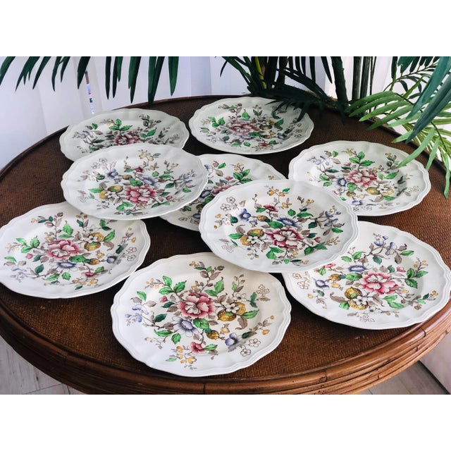 C. 1930s Antique Royal Doulton-England Botanical Design Dinner Plates- Set of 10 For Sale - Image 11 of 13