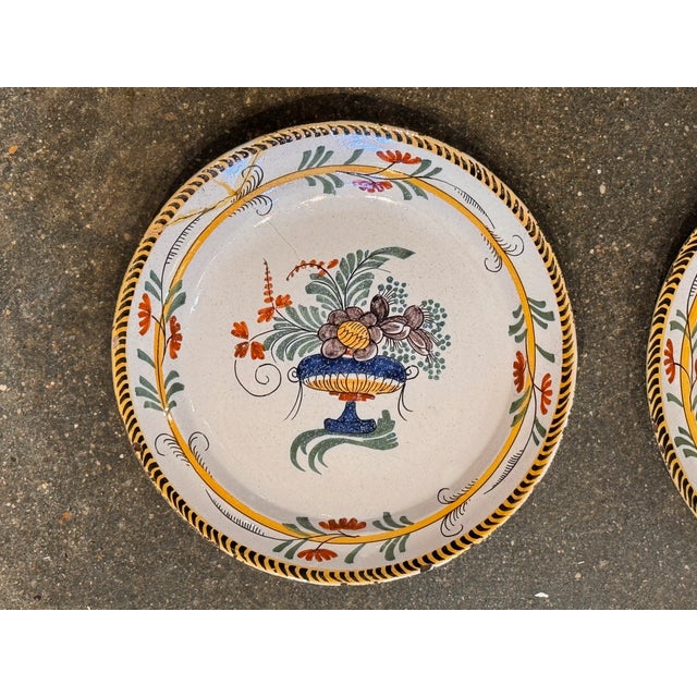 Pair of 18th Century Delft Polychrome Plates For Sale - Image 4 of 6