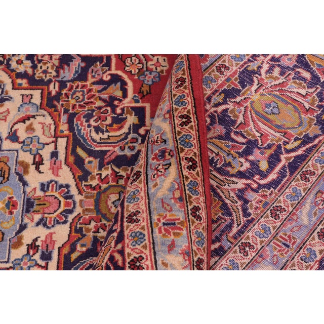 Red Vintage Hand-Knotted Wool Rug – 8'0" X 11'7" – Red & Blue Traditional Medallion Carpet For Sale - Image 8 of 8