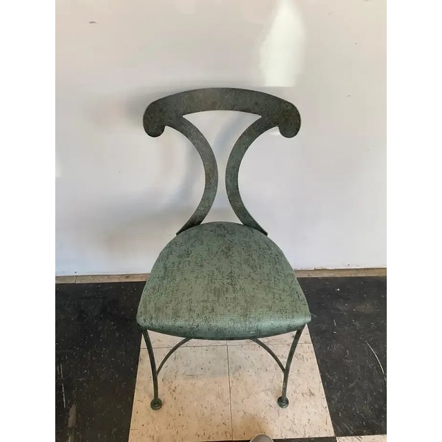 1990s Green Steel Patinated Klismos Chairs - A Pair For Sale - Image 11 of 13