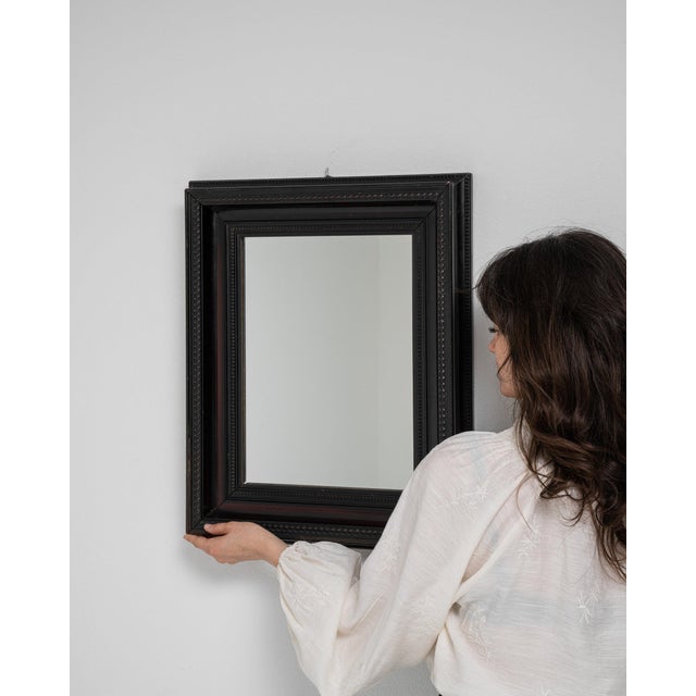 Black Mid 20th Century France Neoclassical Black Wood Mirror For Sale - Image 8 of 8