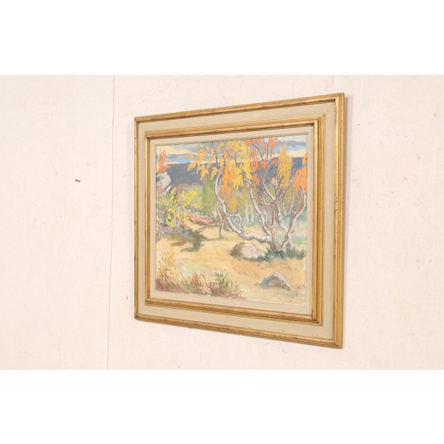 Mid-Century Modern Mid 20th Century Framed Swedish Autumn Landscape Painting For Sale - Image 3 of 12