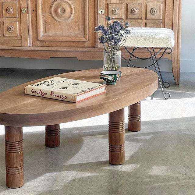 Panoplie Oval Coffee Table, Walnut | Chairish